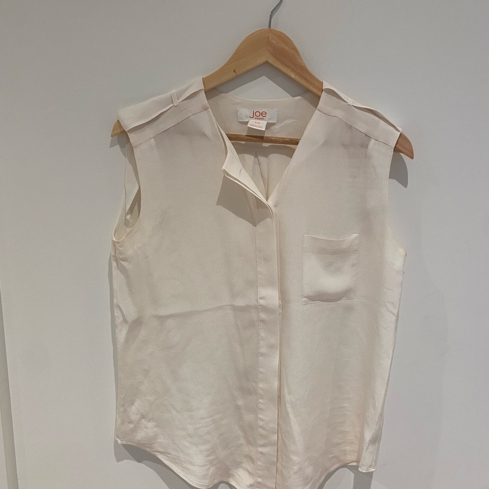Joe Fresh 100% Silk Cream Sleeveless Top